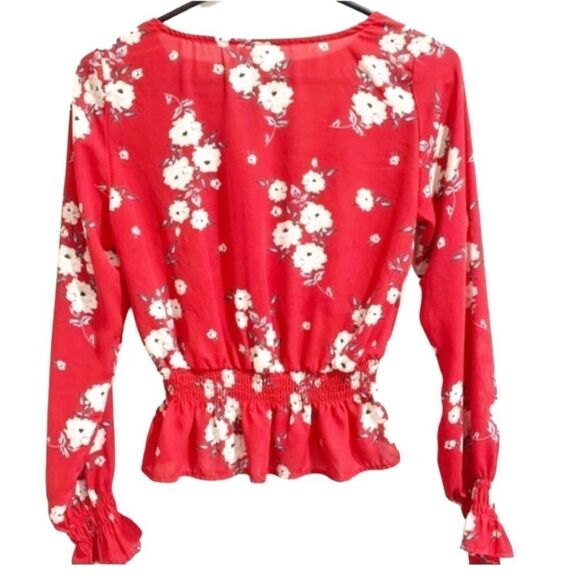 Divided red floral top, 0 - Picture 2 of 4